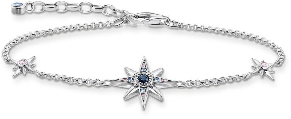 Bracelet Royalty star with stones - 925 sterling silver