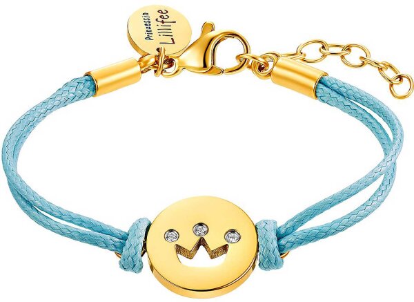 Prinzessin Lillifee 2034003 textile bracelet with a crown made of gold-plated stainless steel