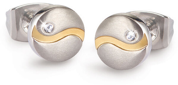 Titanium ear studs with 2 diamonds - Boccia Jewelry Model: 05028-04