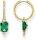 Hoops with stones and a green pendant - 750 yellow gold plating