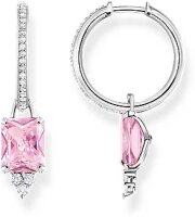 Hoops with stones and a pink pendant - 925 sterling silver