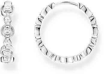 Hoops with circular accents and stones - 925 sterling silver