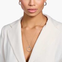 Long necklace with a large circle pendant - 750 rose gold plating