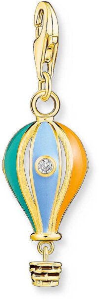 Charm pendant colorful 3D hot-air balloon - 750 yellow gold plating