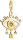 Charm pendant blue 3D eye - 750 yellow gold plating