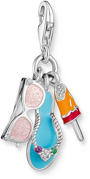 Charm pendant 3D sunglasses, flip-flop, ice cream - 925 sterling silver