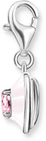 Charm pendant pink 3D heart - 925 sterling silver