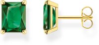 Ear studs with a green stone - 750 yellow gold plating