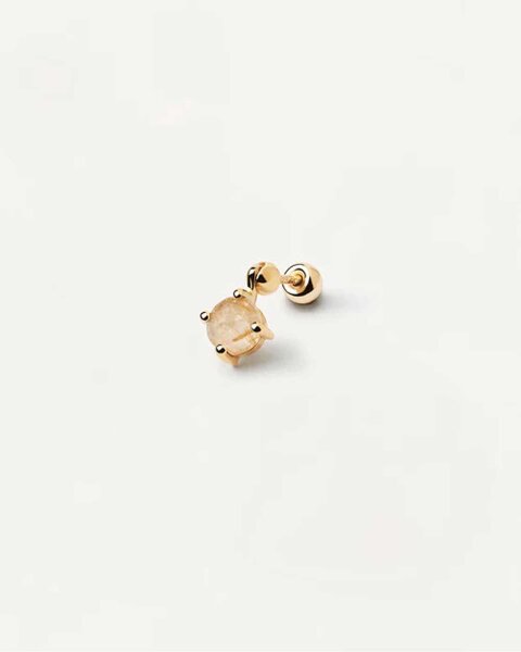 Kimi single earring with a gemstone pendant - 18K gold plating