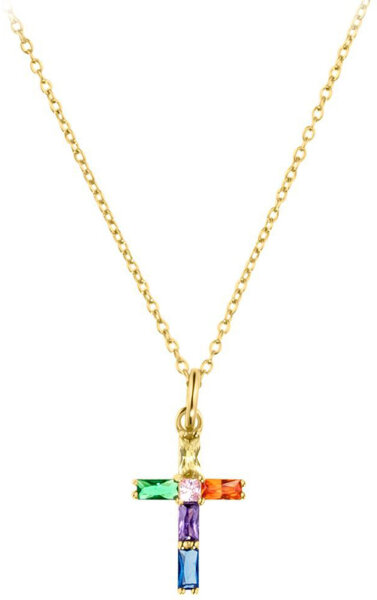 Necklace with a colorful cross pendant - s.Oliver Jewelry Model: 2035509