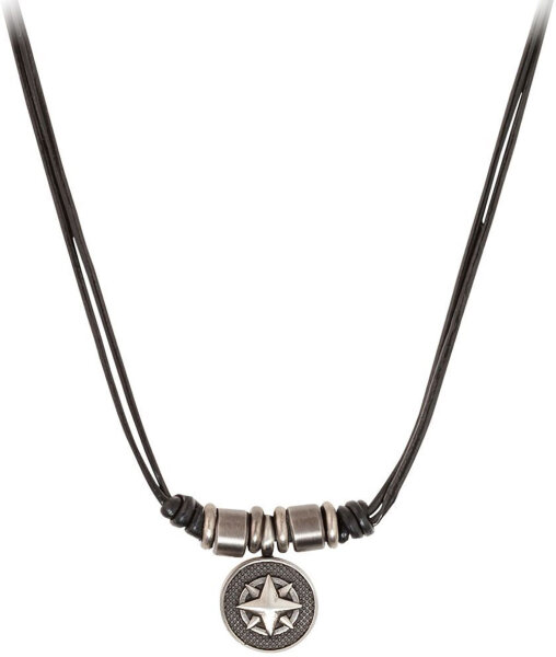 Leather necklace with beads and a compass pendant - s.Oliver Jewelry Model: 2035536