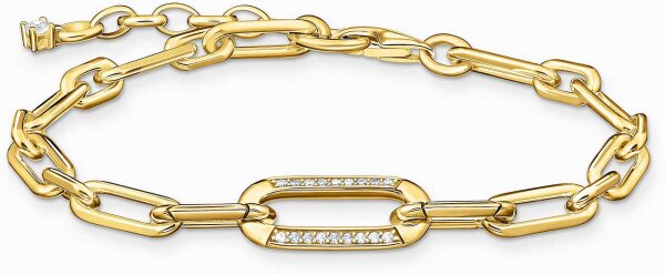 Link bracelet with a stone-studded anchor element - Thomas Sabo Model: A2032-414-14