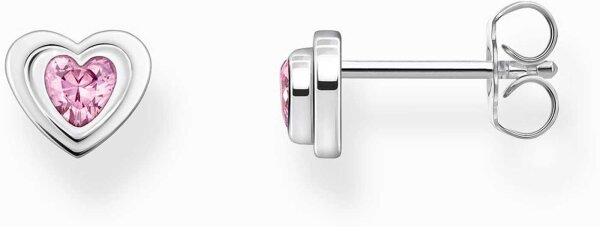 Heart ear studs with a pink stone - Thomas Sabo Model: H2271-643-9