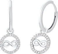 Drop earrings with an infinity motif and stones -...