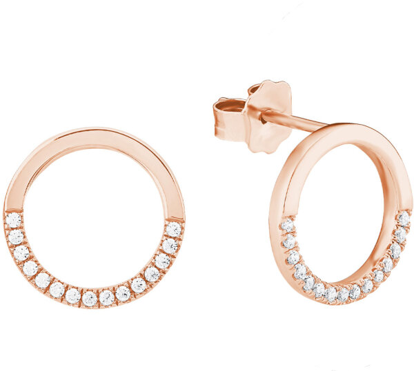 Round ear studs with stones in rose gold plating - s.Oliver Jewelry Model: 2026069