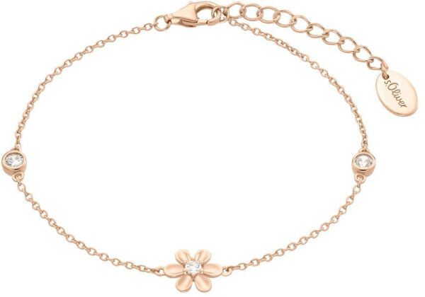 Bracelet with a flower pendant in rose gold plating - s.Oliver Jewelry Model: 2033878