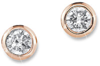Ear studs with zirconia stones in rose gold plating -...