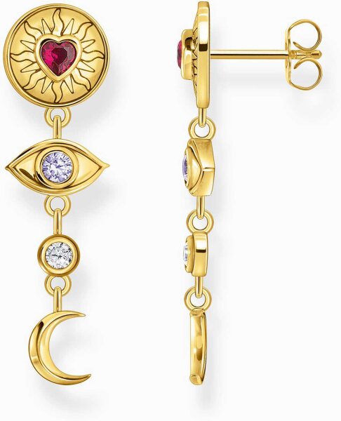Long drop earrings with cosmic talismans in a 3D look - Thomas Sabo Model: H2277-995-7