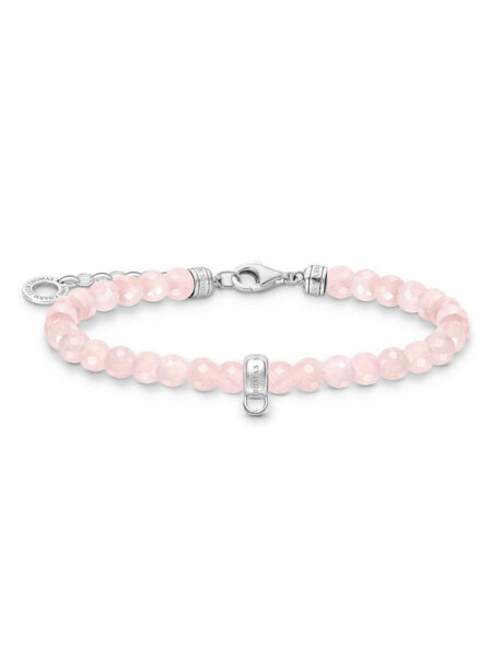 Charm bracelet with rose quartz beads - Thomas Sabo Model: A2097-034-9