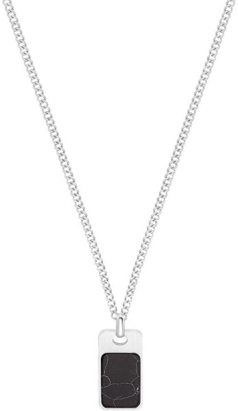 Curb chain with a dog tag pendant in a marble look - s.Oliver Jewelry Model: 2034935