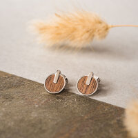 Opacity round earrings with a wooden element - Holzkern Model: Jewelry