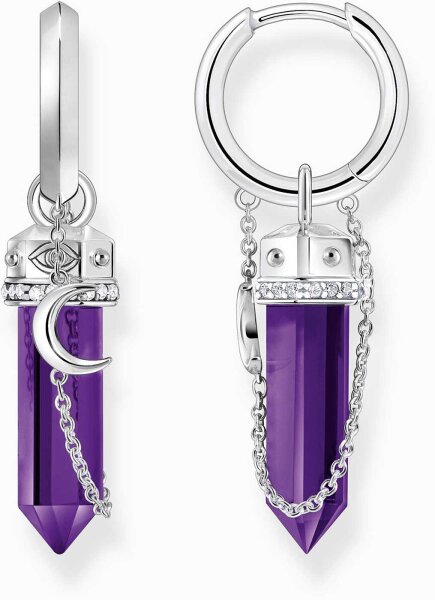 Hoops with an amethyst pendant and chain - Thomas Sabo Model: CR722-643-13
