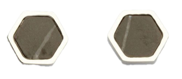 Facade earrings square with black marble - Holzkern Model: Jewelry