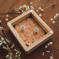 Facade earrings square with black marble - Holzkern Model: Jewelry