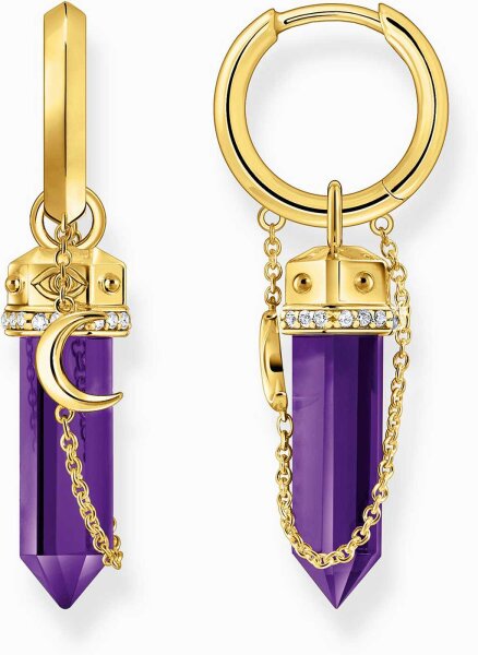 Hoops with an amethyst pendant and chain - Thomas Sabo Model: CR722-414-13