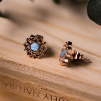 Composition earrings with blue mother-of-pearl - Holzkern Model: Jewelry