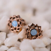 Composition earrings with blue mother-of-pearl - Holzkern Model: Jewelry