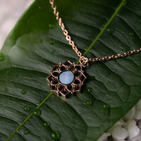 Composition necklace with a blue mother-of-pearl pendant - Holzkern Model: Jewelry