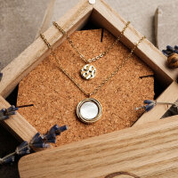 Zendala layering necklace mother-of-pearl/gold - Holzkern Model: Jewelry