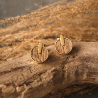 Opacity round earrings with a wooden element - Holzkern Model: Jewelry