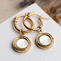 Zendala drop earrings with a round pendant - Holzkern Model: Jewelry