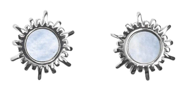 Shade sun ear studs with blue mother-of-pearl - Holzkern Model: Jewelry