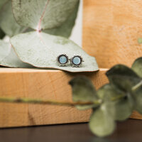Shade sun ear studs with blue mother-of-pearl - Holzkern Model: Jewelry