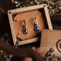 Mirror square drop earrings with an oval pendant - Holzkern Model: Jewelry