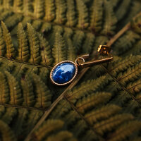 Mirror square drop earrings with an oval pendant - Holzkern Model: Jewelry