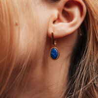 Mirror square drop earrings with an oval pendant - Holzkern Model: Jewelry