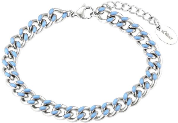 Curb bracelet with blue enamel accents - s.Oliver Jewelry Model: 2037973