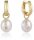 ANIA HAIE E043-04G hoops with an oval pearl pendant and zirconia stone