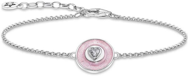 Bracelet with a pink pendant and heart stones - Thomas Sabo Model: A2143-691-9