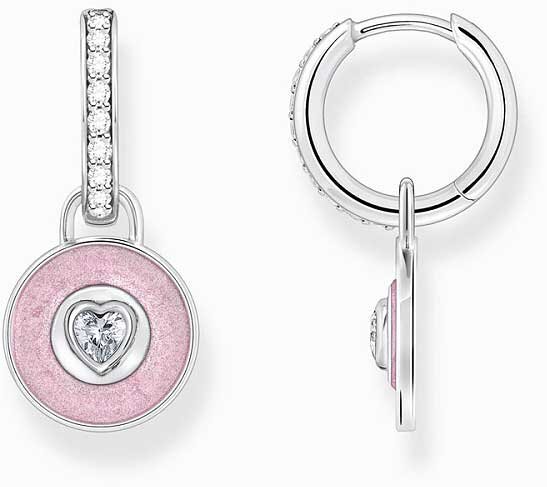 Stone-set hoops with a pink pendant and heart-shaped stone - Thomas Sabo Model: CR723-691-9