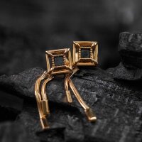 Awakening earrings (marble/gold) stud earrings with chain pendants - Holzkern Model: Jewelry