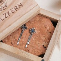Awakening earrings (lapis lazuli/silver) stud earrings with chain pendants - Holzkern Model: Jewelry