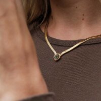 Awakening necklace (marble/gold) snake chain with a square pendant - Holzkern Model: Jewelry