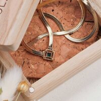 Awakening necklace (marble/gold) snake chain with a square pendant - Holzkern Model: Jewelry