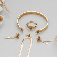 Awakening necklace (marble/gold) snake chain with a square pendant - Holzkern Model: Jewelry