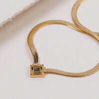 Awakening necklace (marble/gold) snake chain with a square pendant - Holzkern Model: Jewelry